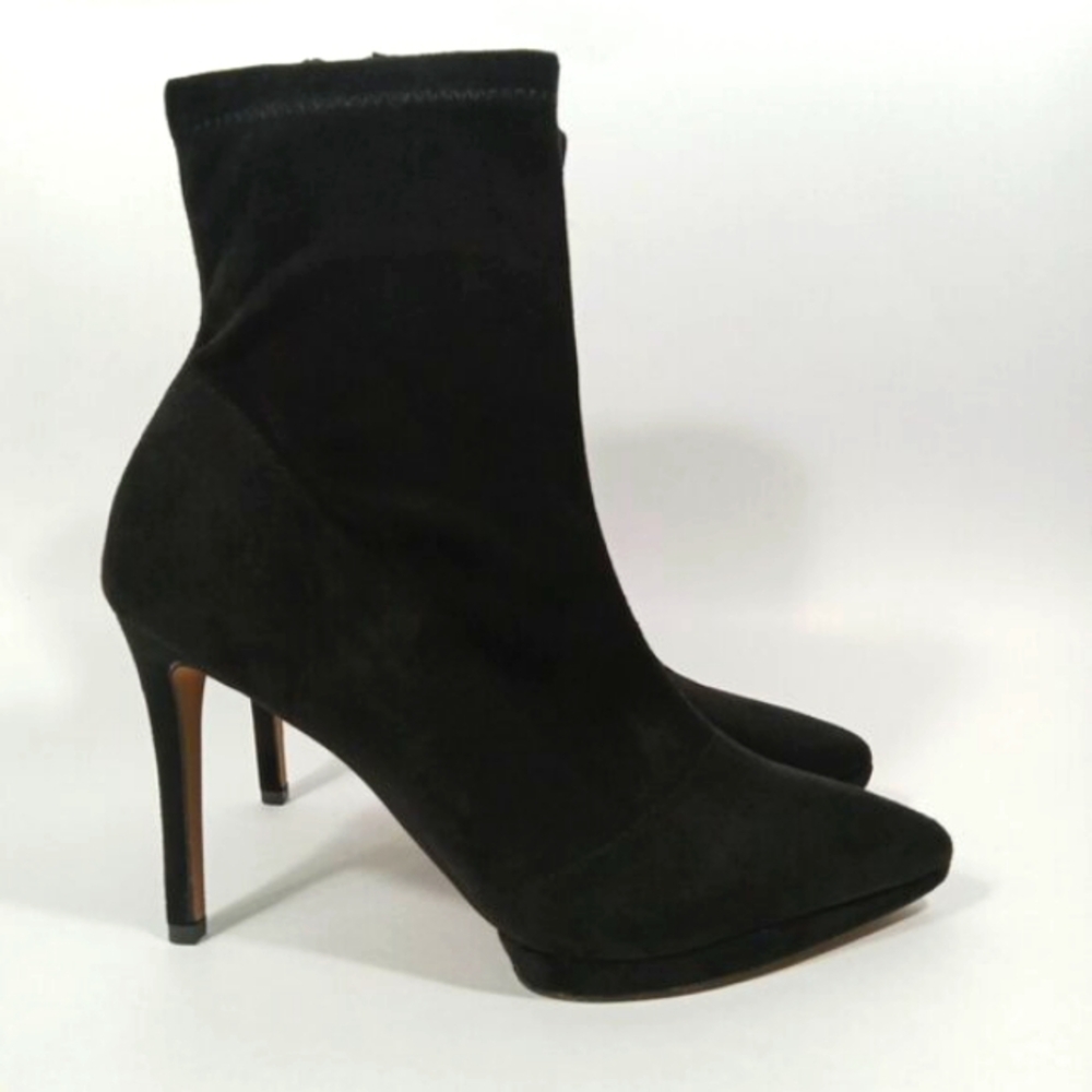 JESSICA SIMPSON Valyn Pointed Toe Ankle Boot In Black Faux Suede Womens Size 9